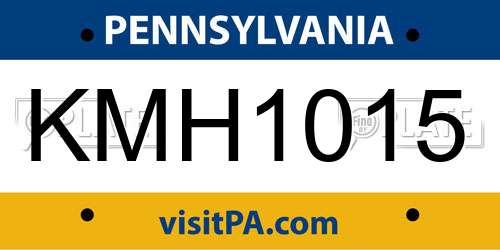 KMH1015 Pennsylvania License Plate