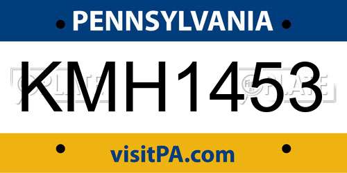 KMH1453 Pennsylvania License Plate
