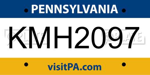 KMH2097 Pennsylvania License Plate
