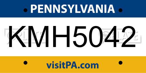 KMH5042 Pennsylvania License Plate