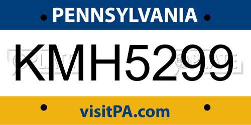 KMH5299 Pennsylvania License Plate