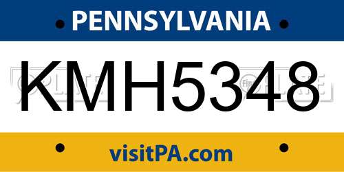 KMH5348 Pennsylvania License Plate