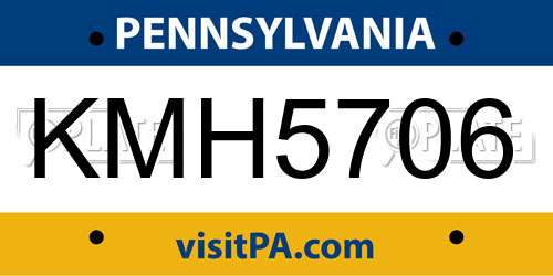 KMH5706 Pennsylvania License Plate