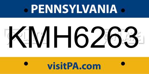KMH6263 Pennsylvania License Plate