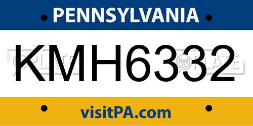 KMH6332 Pennsylvania License Plate