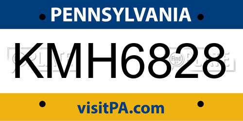KMH6828 Pennsylvania License Plate