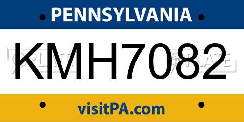 KMH7082 Pennsylvania License Plate