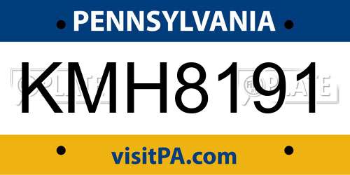 KMH8191 Pennsylvania License Plate