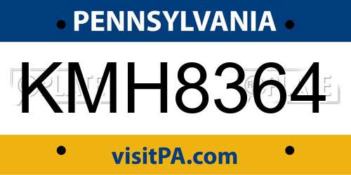 KMH8364 Pennsylvania License Plate