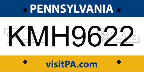 KMH9622 Pennsylvania License Plate