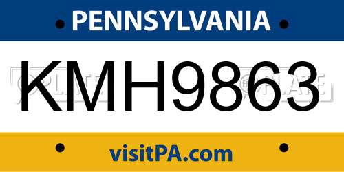 KMH9863 Pennsylvania License Plate