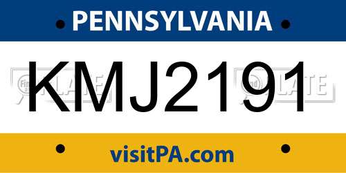 KMJ2191 Pennsylvania License Plate