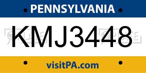 KMJ3448 Pennsylvania License Plate