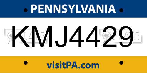KMJ4429 Pennsylvania License Plate