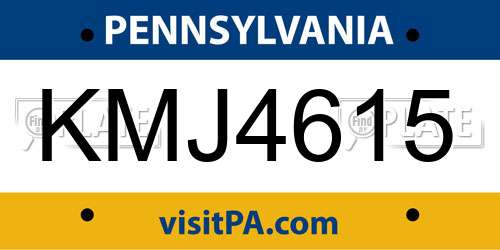 KMJ4615 Pennsylvania License Plate