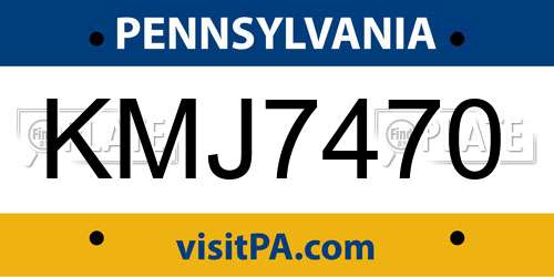 KMJ7470 Pennsylvania License Plate