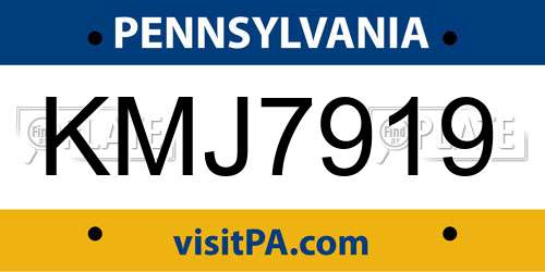 KMJ7919 Pennsylvania License Plate