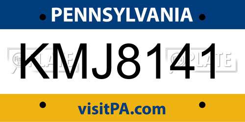 KMJ8141 Pennsylvania License Plate