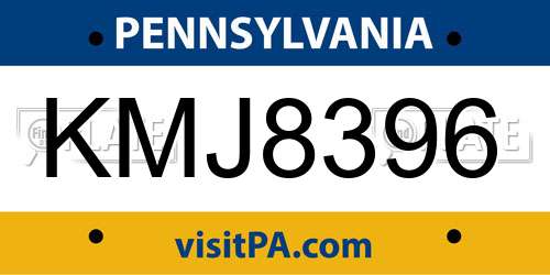 KMJ8396 Pennsylvania License Plate