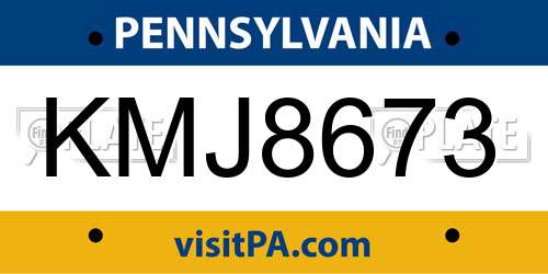 KMJ8673 Pennsylvania License Plate
