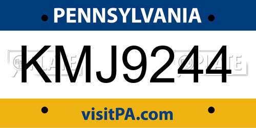 KMJ9244 Pennsylvania License Plate