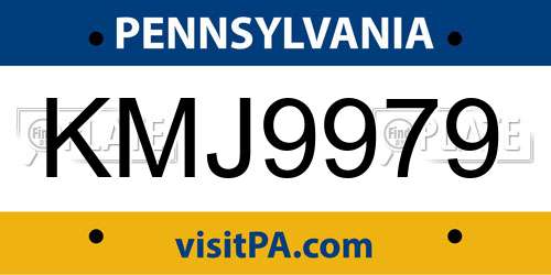 KMJ9979 Pennsylvania License Plate