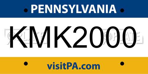 KMK2000 Pennsylvania License Plate