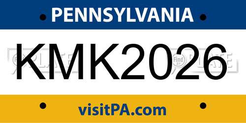 KMK2026 Pennsylvania License Plate