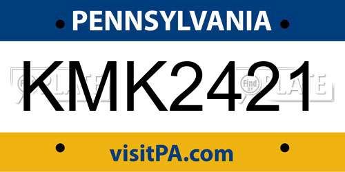 KMK2421 Pennsylvania License Plate