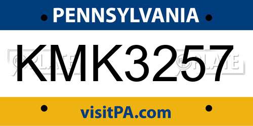 KMK3257 Pennsylvania License Plate