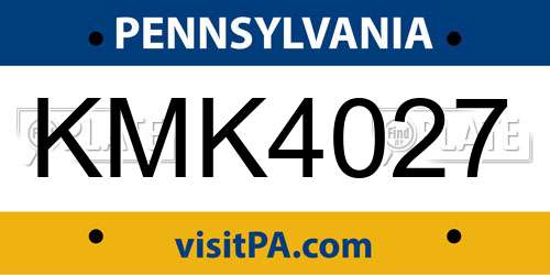 KMK4027 Pennsylvania License Plate