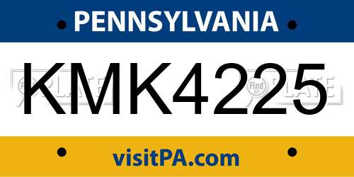 KMK4225 Pennsylvania License Plate