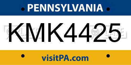 KMK4425 Pennsylvania License Plate