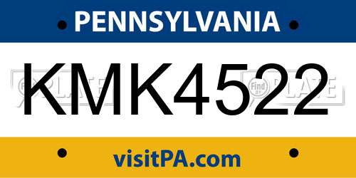 KMK4522 Pennsylvania License Plate