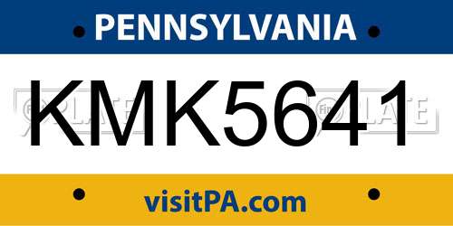 KMK5641 Pennsylvania License Plate