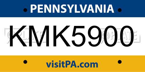 KMK5900 Pennsylvania License Plate