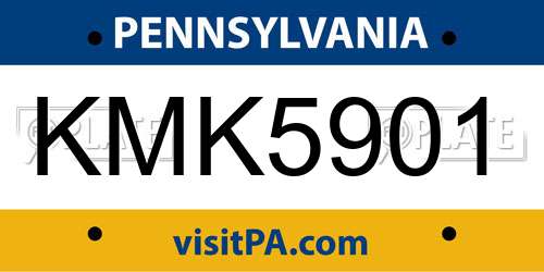 KMK5901 Pennsylvania License Plate
