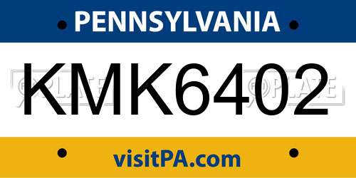 KMK6402 Pennsylvania License Plate