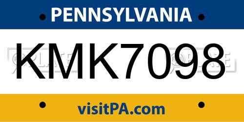 KMK7098 Pennsylvania License Plate