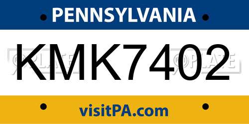 KMK7402 Pennsylvania License Plate