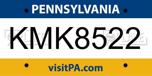 KMK8522 Pennsylvania License Plate