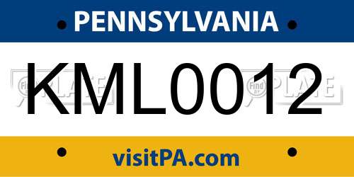 KML0012 Pennsylvania License Plate