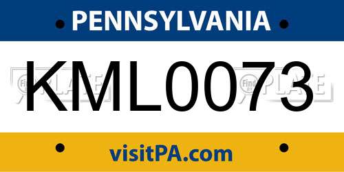KML0073 Pennsylvania License Plate