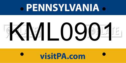 KML0901 Pennsylvania License Plate