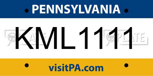 KML1111 Pennsylvania License Plate