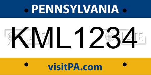 KML1234 Pennsylvania License Plate
