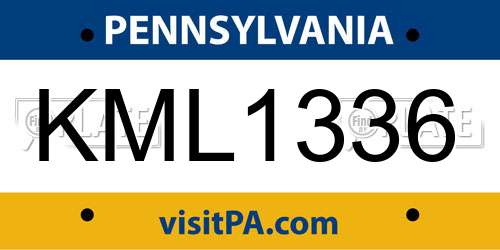 KML1336 Pennsylvania License Plate