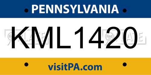 KML1420 Pennsylvania License Plate