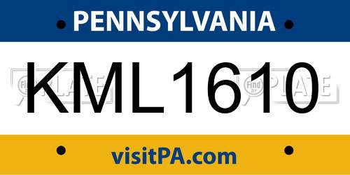 KML1610 Pennsylvania License Plate