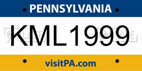 KML1999 Pennsylvania License Plate